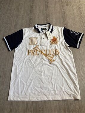 Polo by Ralph Lauren White Polo with Navy Sleeves & Gold Embroidery